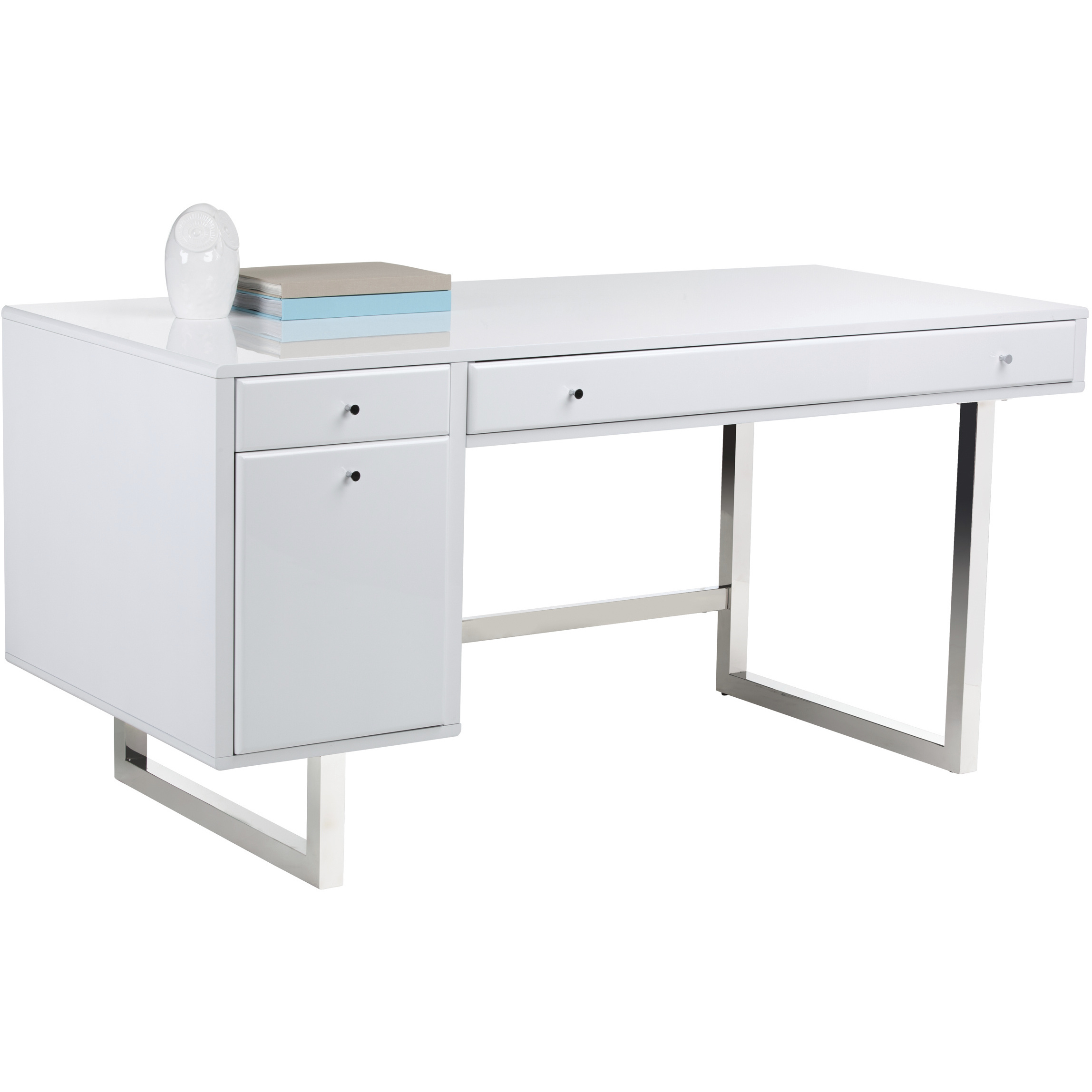 Camden 63 X 28 inch High Gloss White / Polished Desk